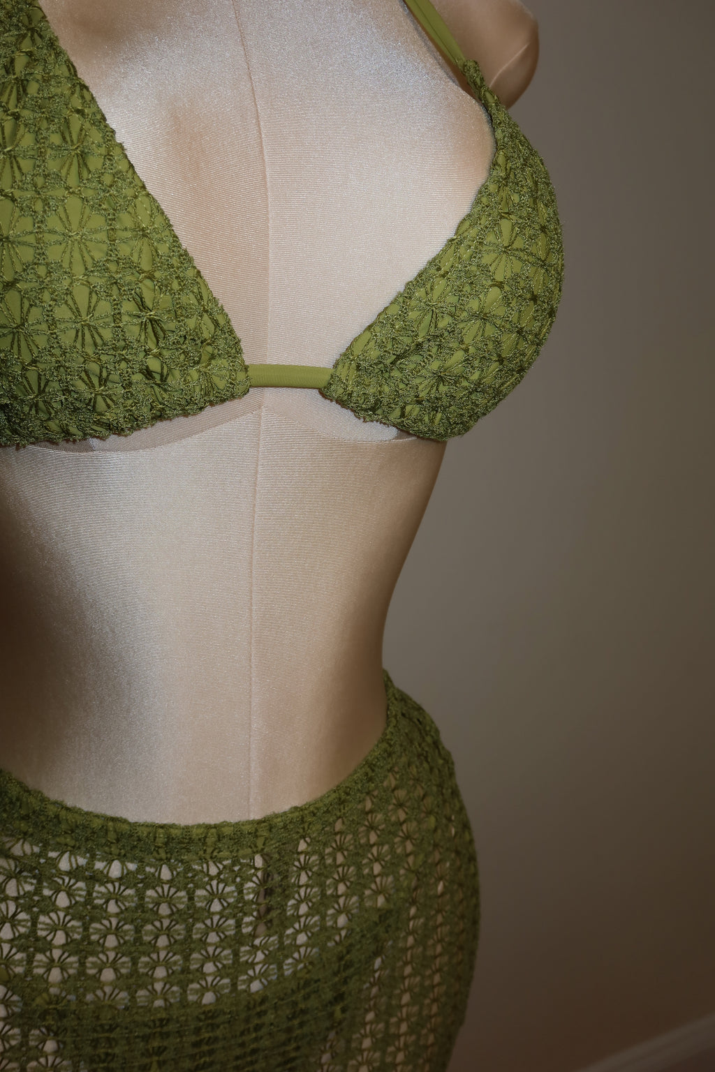 The Amazonite 3-Piece Bikini & Cover-Up Set - Olive