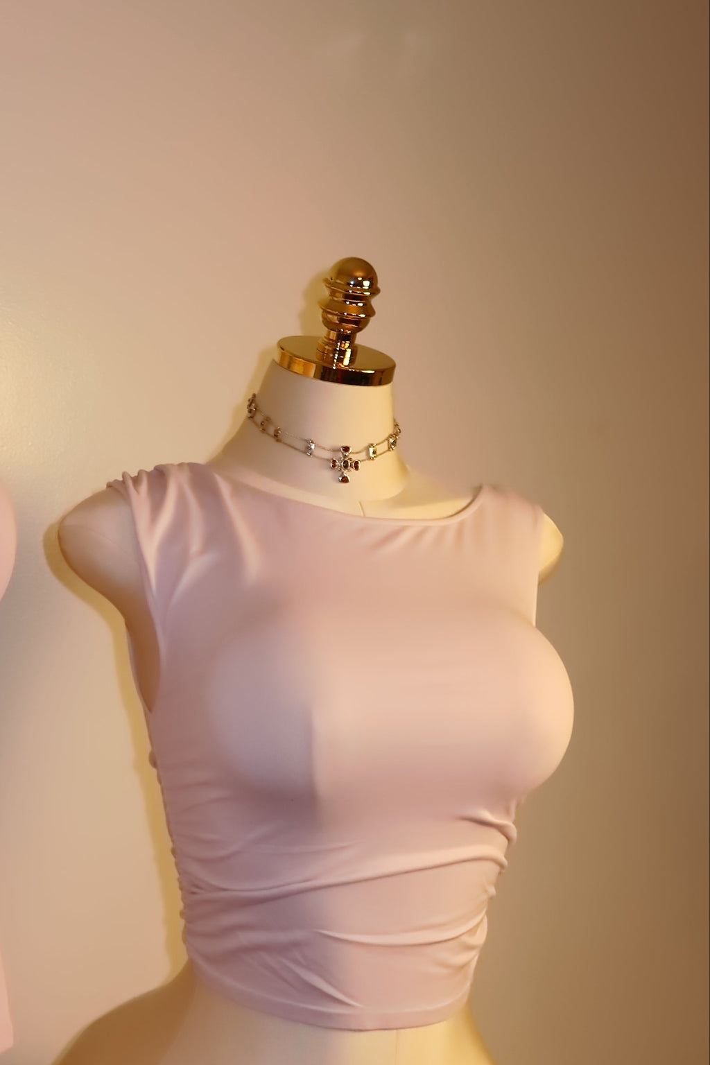 Soft Pink Asymmetric Ruched Top