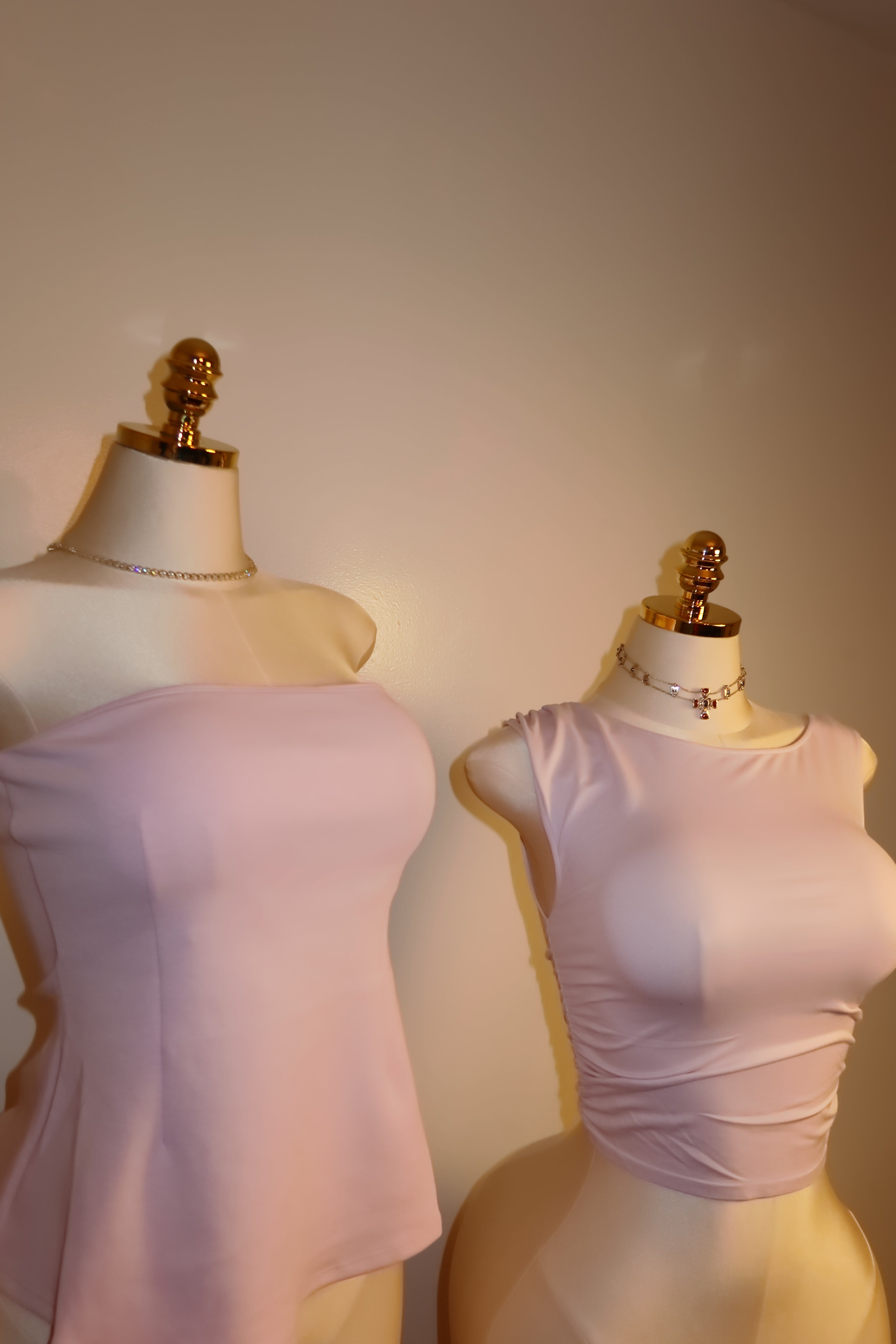 Soft Pink Asymmetric Ruched Top