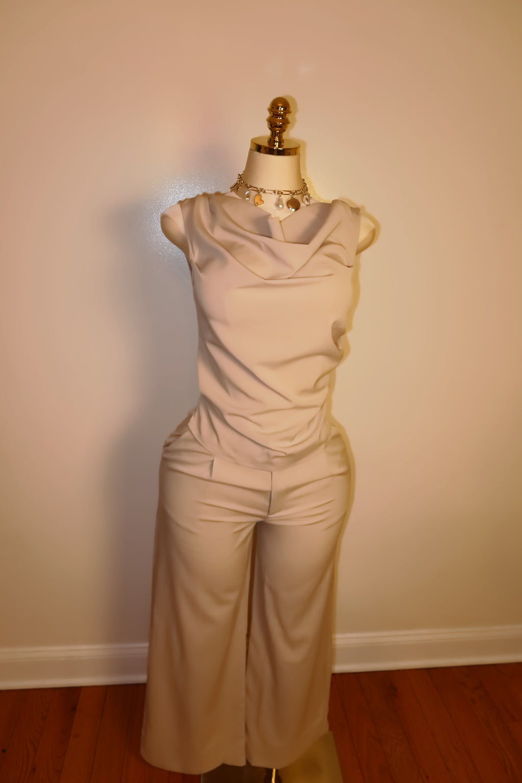 Textured Off-the-Shoulder Ruched Pant Set